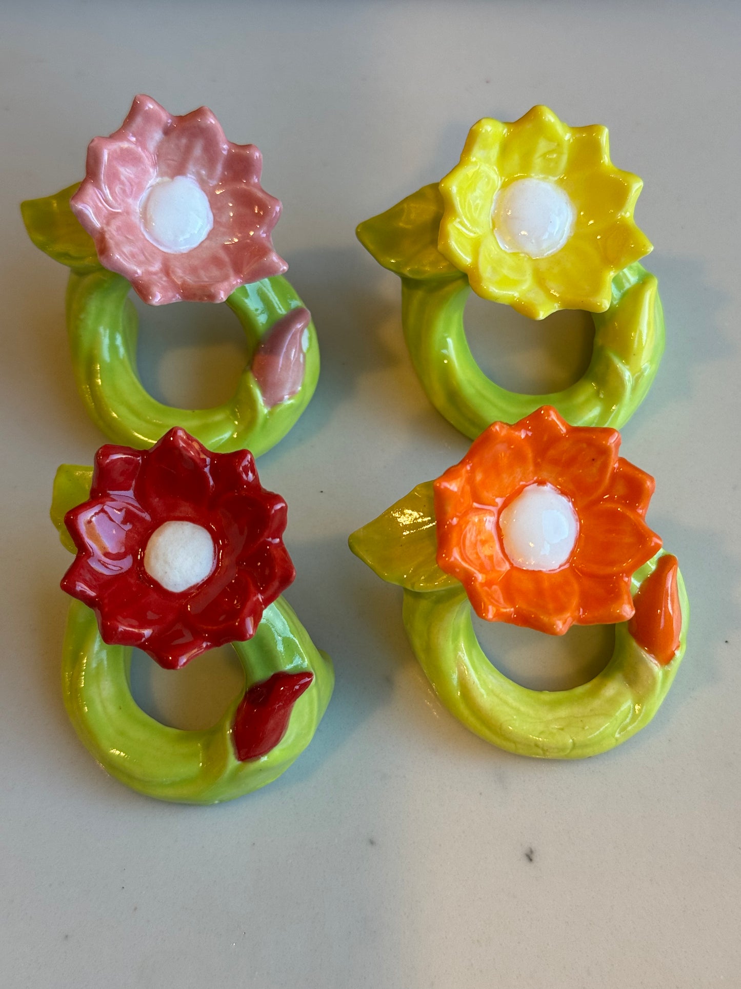 Pottery - Set of 4 Flower Napkin Holders