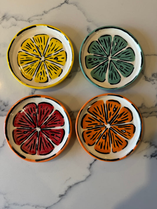 Pottery - Set of four fruit coasters