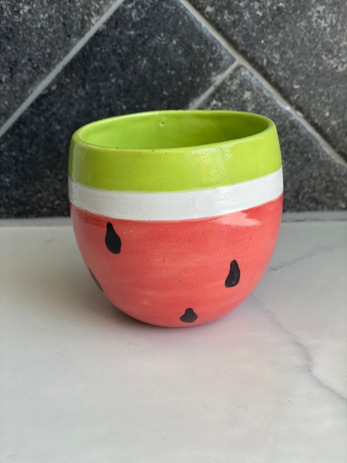 Pottery - Watermelon Pot Plant. Style No 1