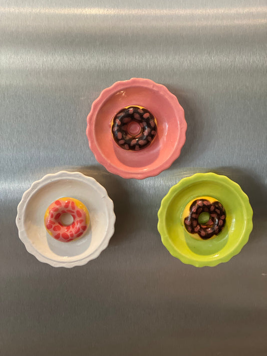 Pottery - Set of three Donut Magnets