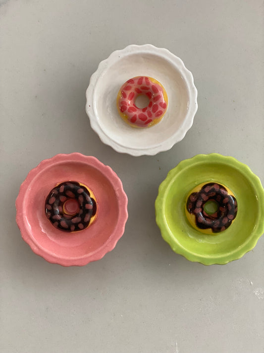 Pottery - Set of three Donut Magnets