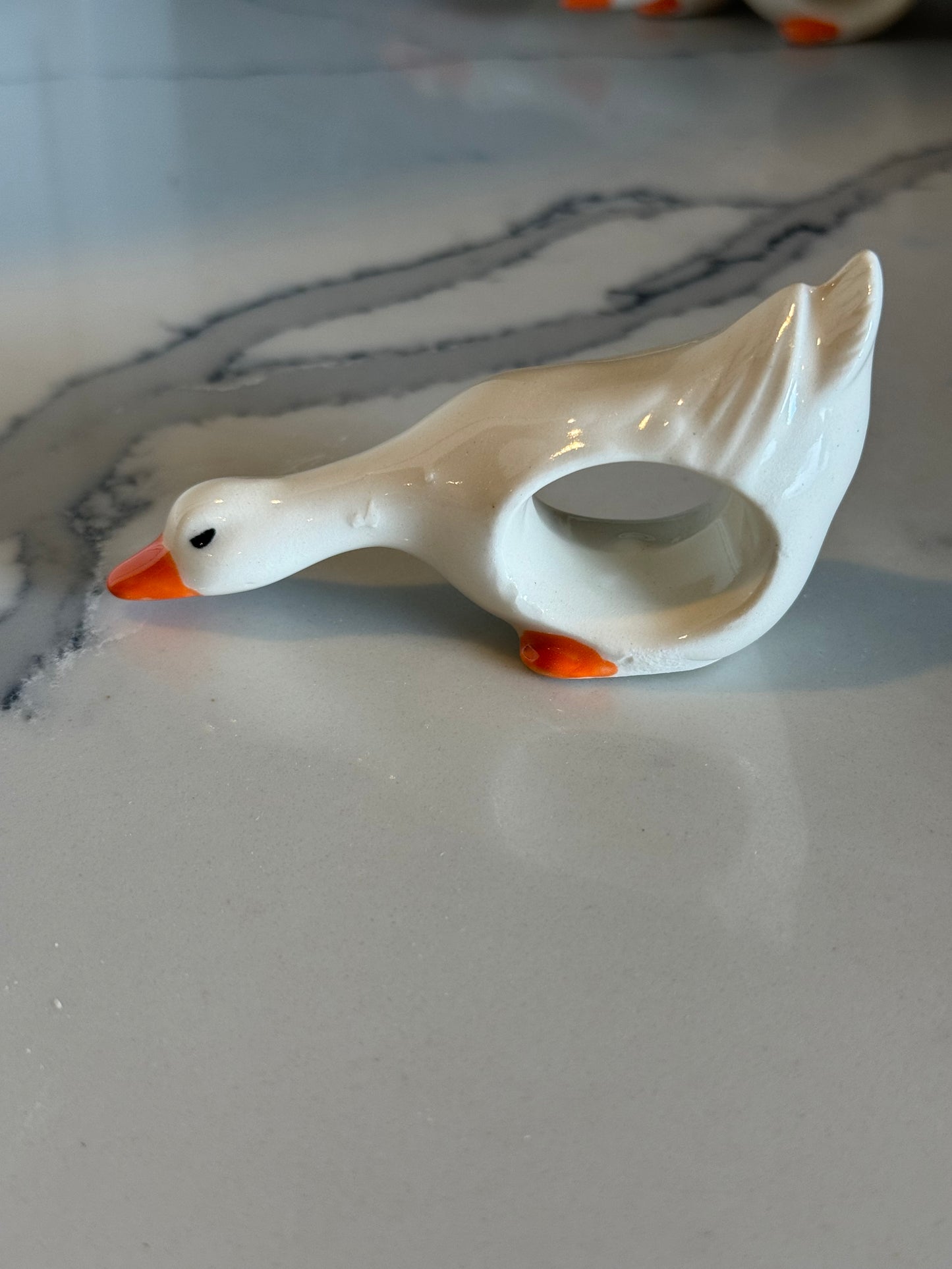 Napkin Ring - Geese White